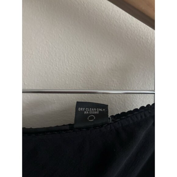 Y2k Express Black Chiffon Silk Full Skirt Lined Lettuce Hem Slit Medium - Picture 7 of 10